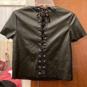 DIVIDED faux leather corset style top